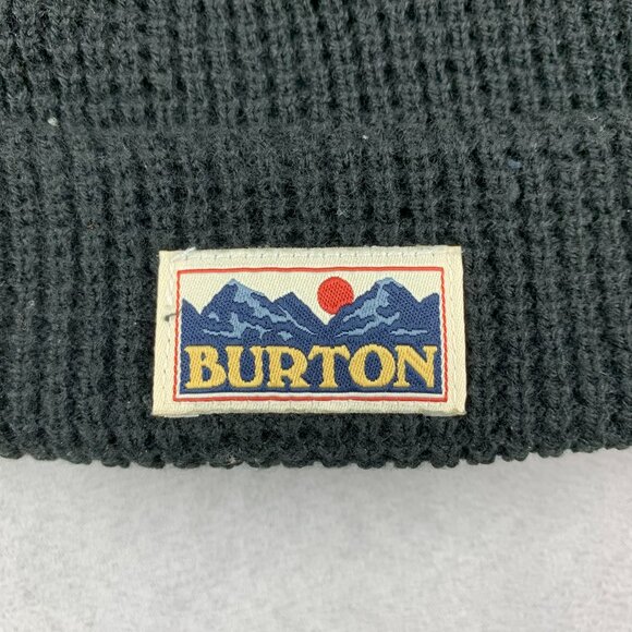 Burton Mens Winter Hat One Size Black Waffle Knit Toque Beanie Snowboarding - Picture 2 of 5